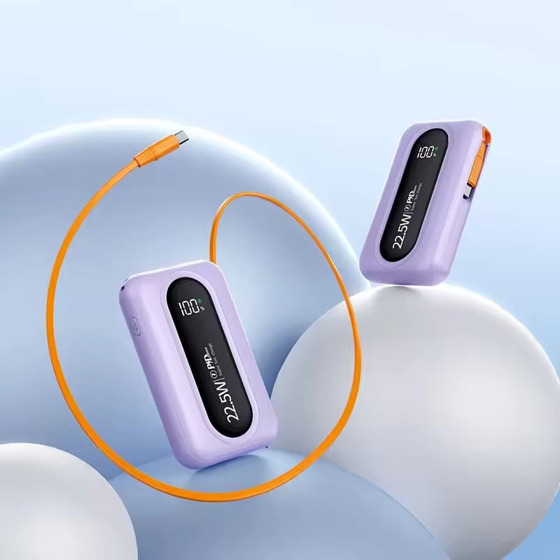 Ultra-Fast Power Bank with Built-In Retractable Cable