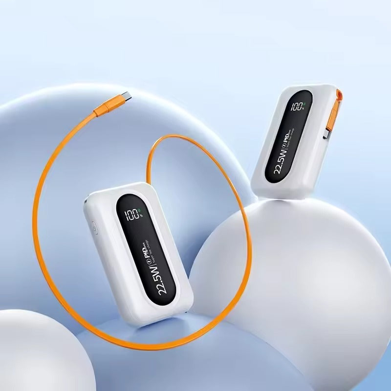 Ultra-Fast Power Bank with Built-In Retractable Cable