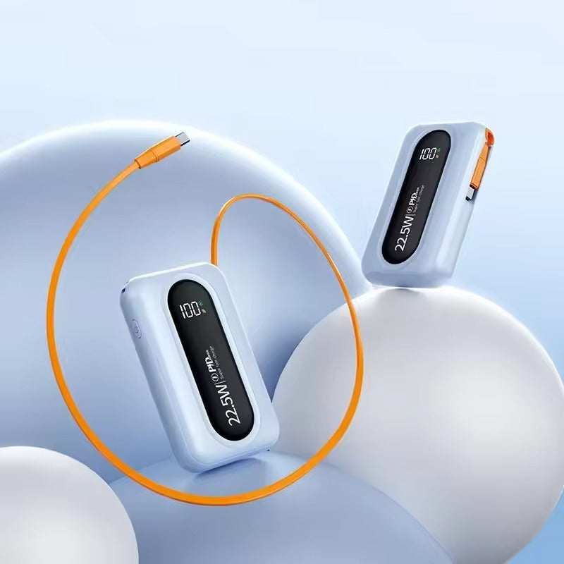 Ultra-Fast Power Bank with Built-In Retractable Cable