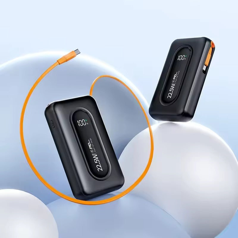 Ultra-Fast Power Bank with Built-In Retractable Cable