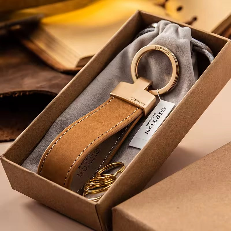 Leather & Metal Keychain